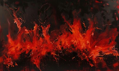 Burst of flames against a black backdrop, red-orange hues