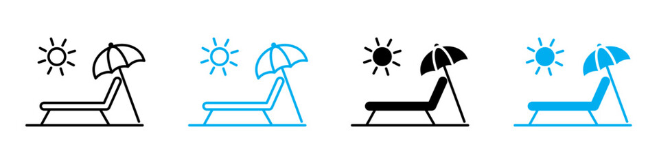 Beach Chair with Umbrella Icon Ideal for Vacation and Leisure Themes