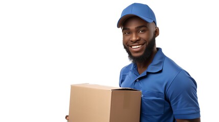 Smiling Delivery Man Holding a Package