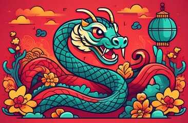 2025 year of the snake chinese new year. Chinese New Year red. 2025 Year of the Snake. Asian Traditional graphic. Season greeting card. 12 china zodiac