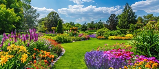 Colorful summer blossoms in seasonal garden