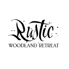 The word Rustic written in brush pen calligraphy style