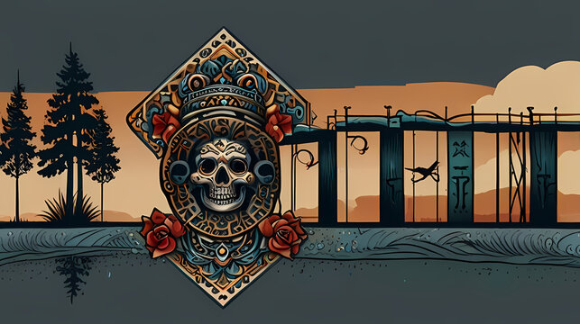 Background Illustration that blends traditional tattoo theme
