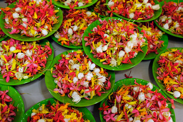 Flower petals for Vesak celebration in a Buddhist temple.