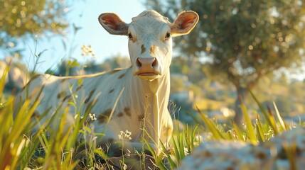 Cow with text Qurbani 2024 in natural background