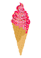 Delicious strawberry ice cream cone