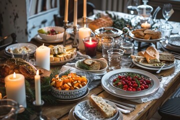 Fototapeta premium Bowl of stew with meat and vegetables in it, norwegian recipes, food background 