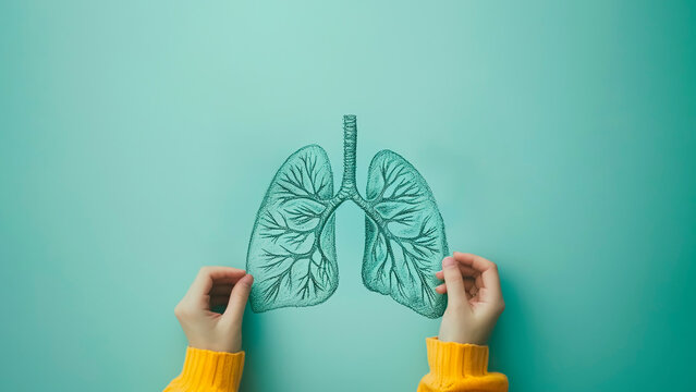 Illustration of a Lung on Green Background. For World Bronchiectasis Day. Respiratory Health, Pulmonary Focus, Breathing Easy.
