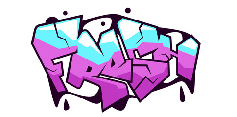 Fresh word graffiti text font sticker