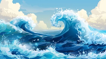 Sea ocean wave background illustration generated by ai