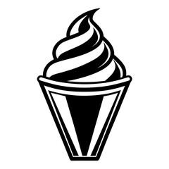 Minimalist cup ice cream logo vector art illustration.