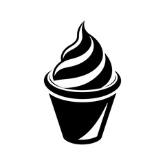 Minimalist cup ice cream logo vector art illustration.