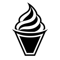 Minimalist cup ice cream logo vector art illustration.