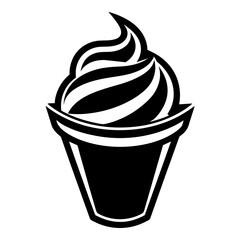 Minimalist cup ice cream logo vector art illustration.