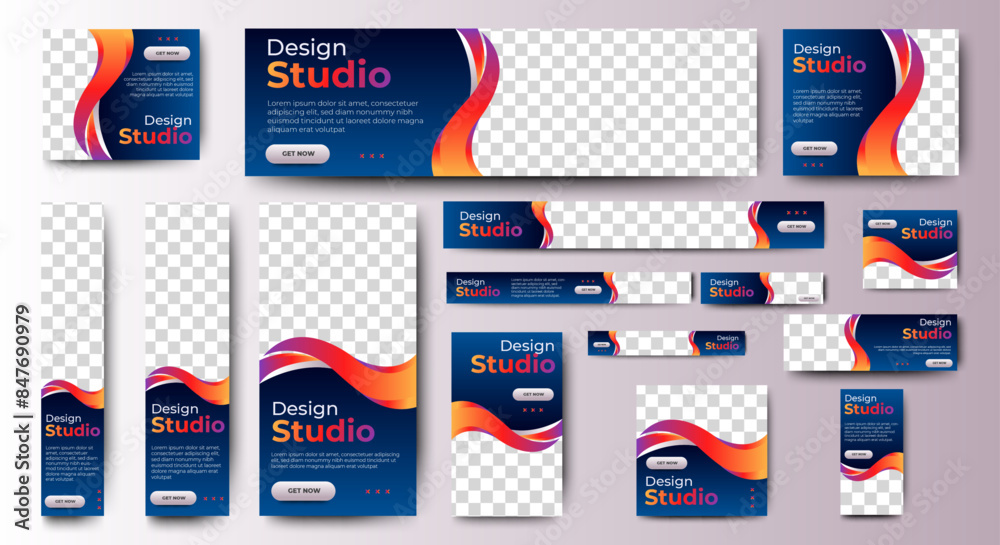 Poster set of promotion kit banner template design with modern and minimalist concept user for web page, ad