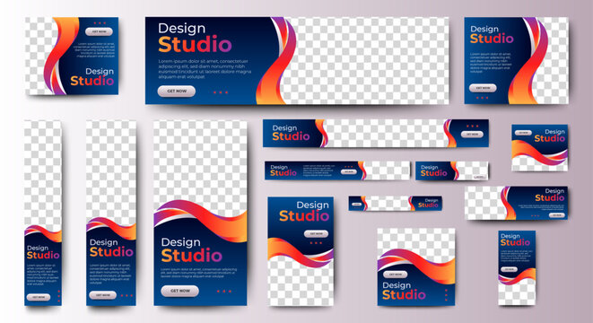 Set of promotion kit banner template design with modern and minimalist concept user for web page, ads, annual report, banner, background, backdrop, flyer, brochure, card, poster, presentation layout