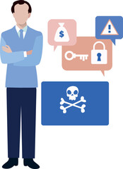 The boy is showing the danger in business.