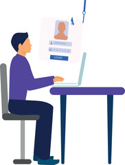 The boy is working on laptop on user account.