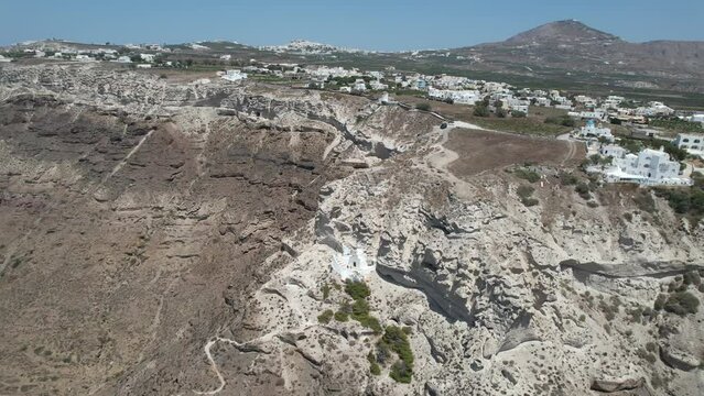 Greek chapel of Panagia Sergena hewn into rock, Vothonas, on island of Santhorini
