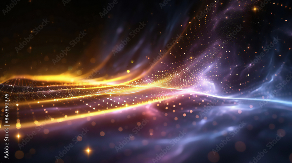 Wall mural abstract glowing background with flowing line