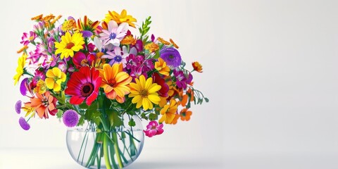 Colorful Flowers in a Clear Vase
