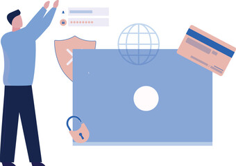 The guy is pointing at the credit card.