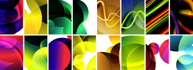 Collection of abstract background with waves, colorful shapes and 3d shadow effect. Vector Illustration For Wallpaper, Banner, Background, Card, Book Illustration, landing page