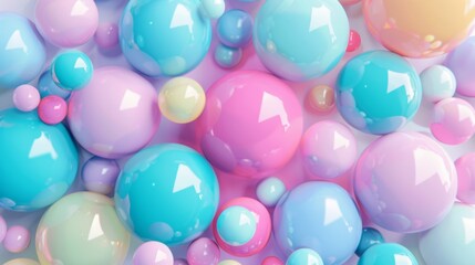 Colorful abstract background with glossy pastel bubbles, cheerful and playful design, for creative projects and decor