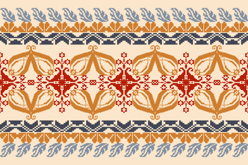 Beautiful seamless cross stitch pattern.geometric ethnic oriental pattern traditional background.Aztec style,abstract,vector,illustration.design for texture,fabric,clothing,wrapping,decoration,carpet.