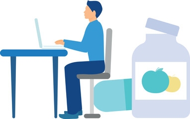 A boy is using laptop.