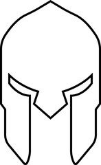 Spartan helmet icon in line style use for safety Greek gladiator design element emblem create for logo, symbol. Vector for apps and website isolated on transparent background. Trojan sign silhouette.