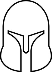 Spartan helmet icon in line style use for safety Greek gladiator design element emblem create for logo, symbol. Vector for apps and website isolated on transparent background. Trojan sign silhouette.