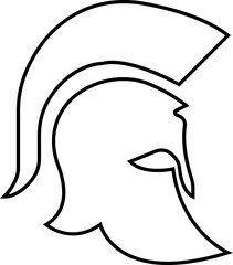 Spartan helmet icon in line style use for safety Greek gladiator design element emblem create for logo, symbol. Vector for apps and website isolated on transparent background. Trojan sign silhouette.