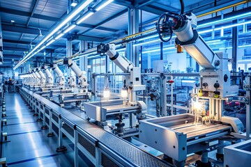 Automated Production Line In A Modern Factory.