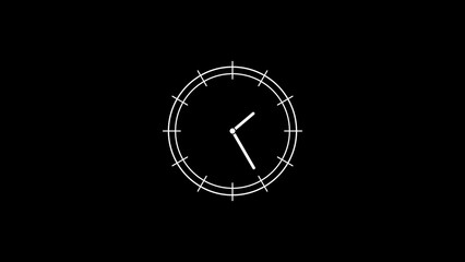 Stopwatch flat style clock icon illustration. white color clock 24 hours moving 4k illustration.