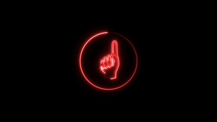 out text in a blinking neon light style red color illustration. Black background 4k illustration.