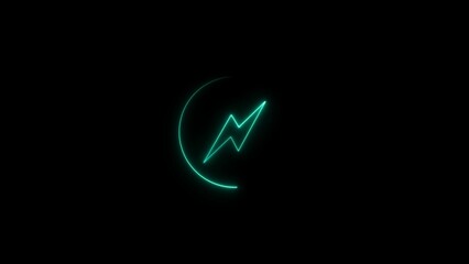 Abstract beautiful neon bright charging turquoise color illustration. Turquoise color circle black background 4k illustration.