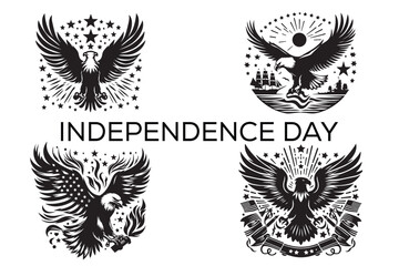 A vector silhouette image of an independence day eagle with white background 