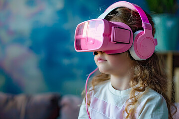 Person in vr virtual reality goggles visiting metaverse gaming world tech addicted, Generative AI