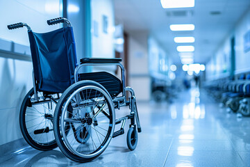 Generated by AI illustration of disabled man woman person using wheelchair on city nature park outdoors disability insurance