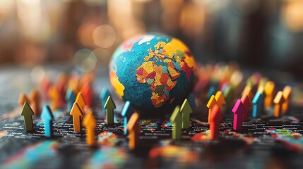 Market Expansion Arrows expanding out from a central point on a 3D globe