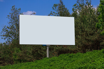Background for design. Advertising billboard along the road in the city 