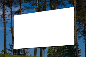 Background for design. Advertising billboard along the road in the city 