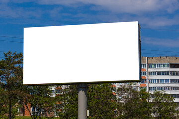 Background for design. Advertising billboard along the road in the city 