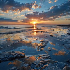 beautiful beach sunset wallpaper background