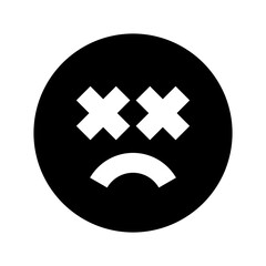 sad dizzy emoticon black glyph icon