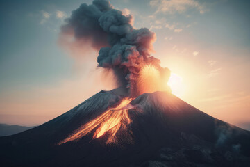 山, 火山, 噴火, 溶岩, 爆発, 煙, 噴火した火山, mountain, volcano, eruption, lava, explosion, smoke, erupting volcano