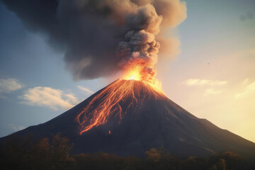 山, 火山, 噴火, 溶岩, 爆発, 煙, 噴火した火山, mountain, volcano, eruption, lava, explosion, smoke, erupting volcano