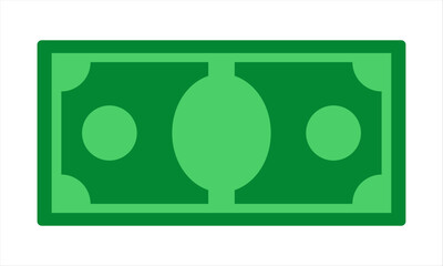 Blank cash money currency note template design in green color vector illustration. Green currency bank note, cash and money symbol. Flat vector illustration.