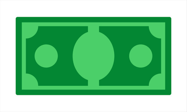 Blank cash money currency note template design in green color vector illustration. Green currency bank note, cash and money symbol. Flat vector illustration.